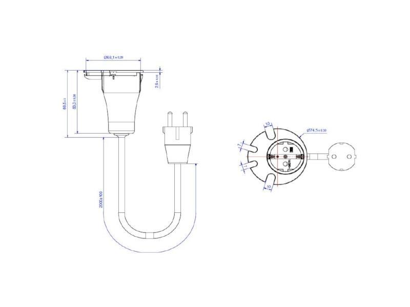 Bachmann LOOP IN Steckdose mit 4x Kabeldurchlass, weiß (938.101) Maße