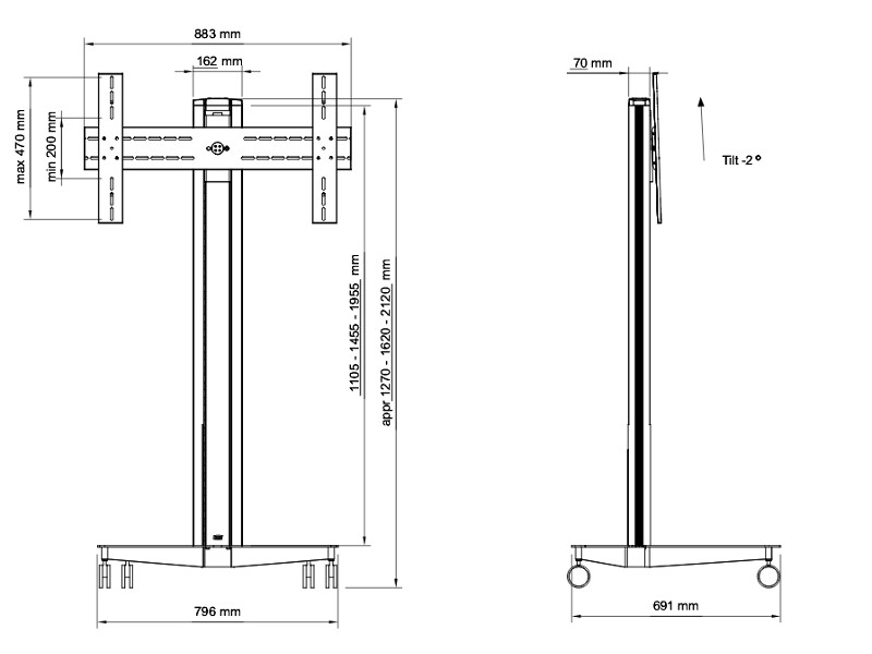 SMS Messekit X FH M 1955 Messe Monitorständer Maße