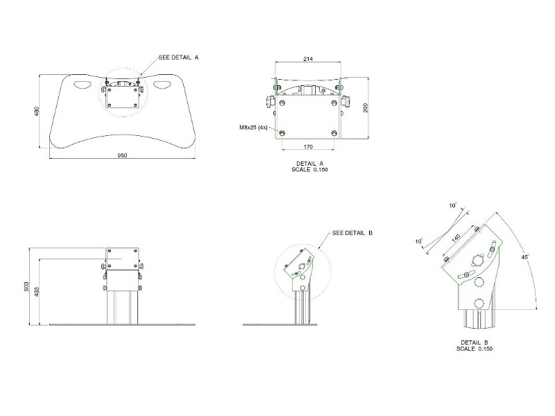 SmartMetals Monitor Tischständer 65 Zoll neigbar 350mm Maße