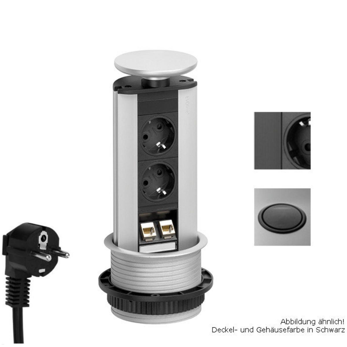 EVOline Port Data klein 2x Steckdose 2x CAT6, opt. in Silber
