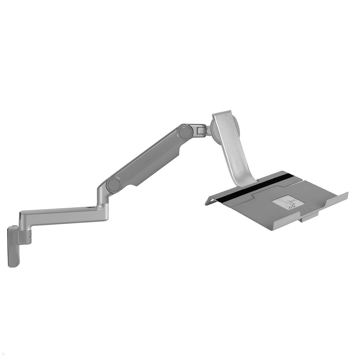 Humanscale M2.1 Laptop Wandhalterung mit Schwenkarm gerade, silber, Ablage