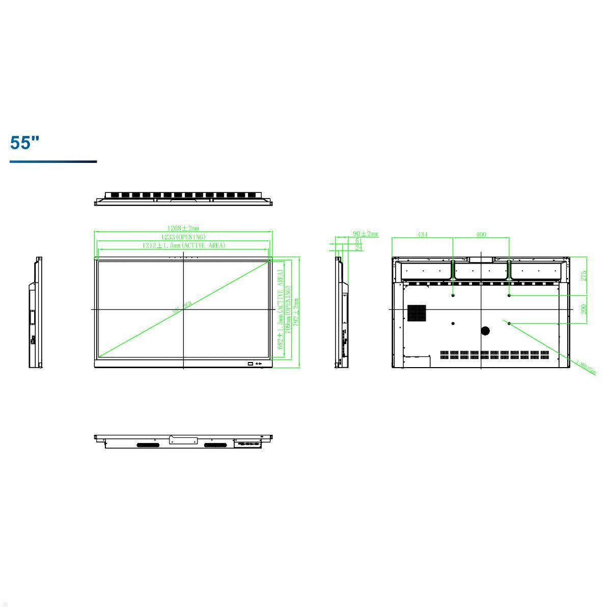 Clevertouch UX Pro Touchscreen 55 Zoll 4K UHD, interaktives Whiteboard, technische Zeichnung