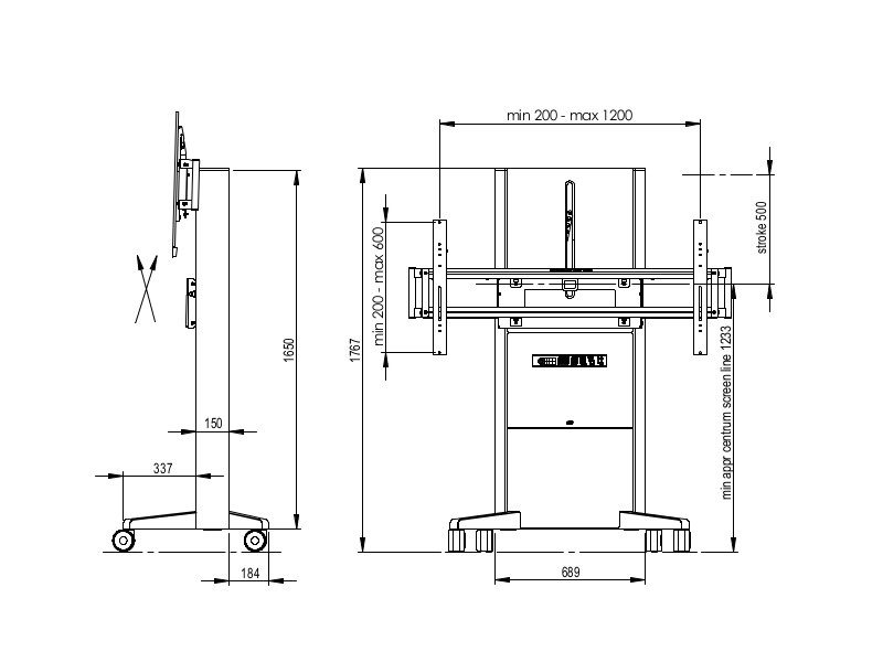 SMS Monitorständer C5-31U007-2-C-0 Maße
