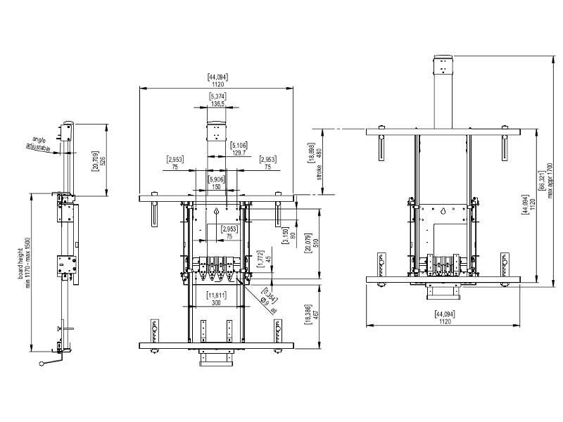 SMS FUNC interaktiver Whiteboardhalter höhenverstellbar (FST081010-MN) Zeichnung