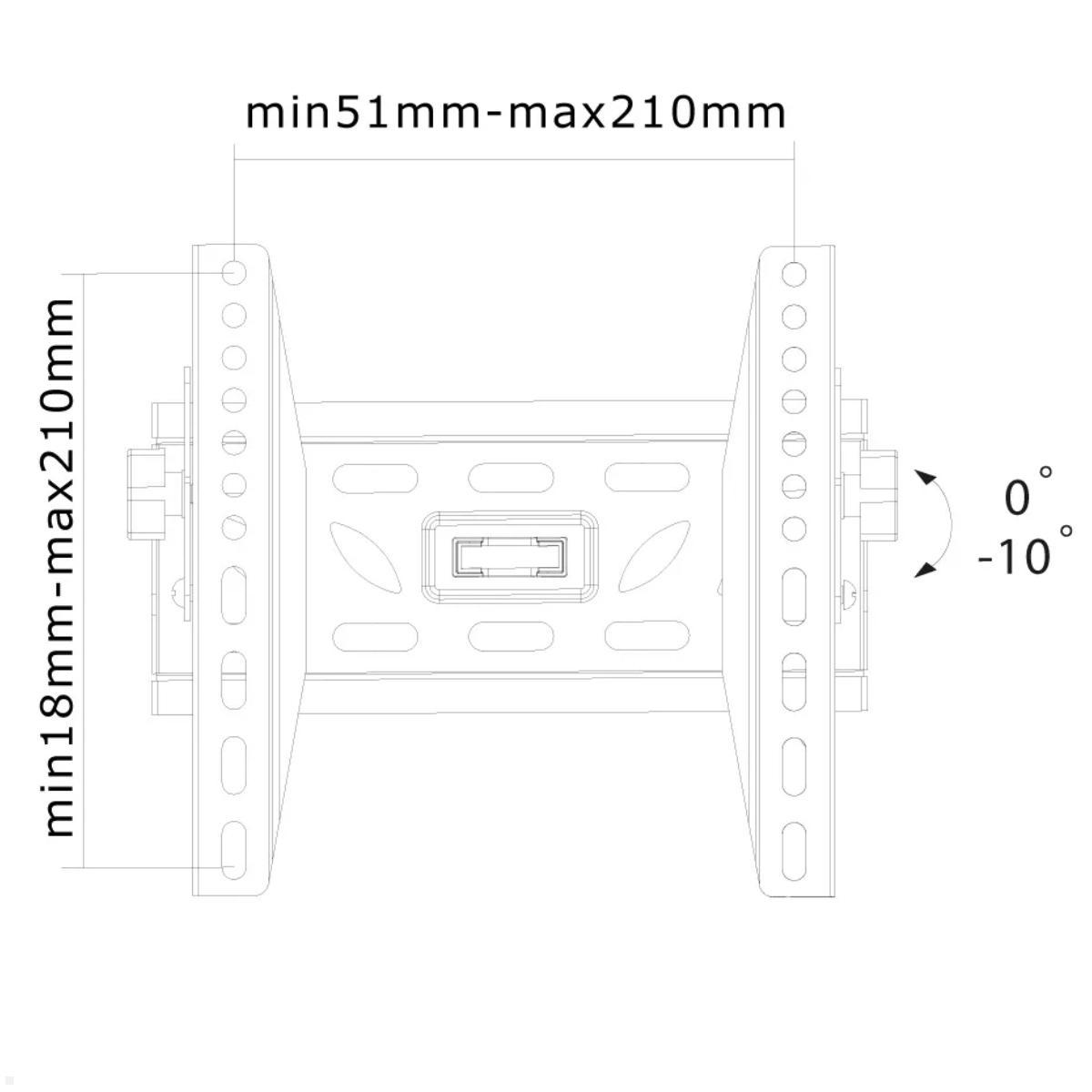 Neomounts LED-W220 neigbare TV Wandhalterung 22-40 Zoll, technische Zeichnung