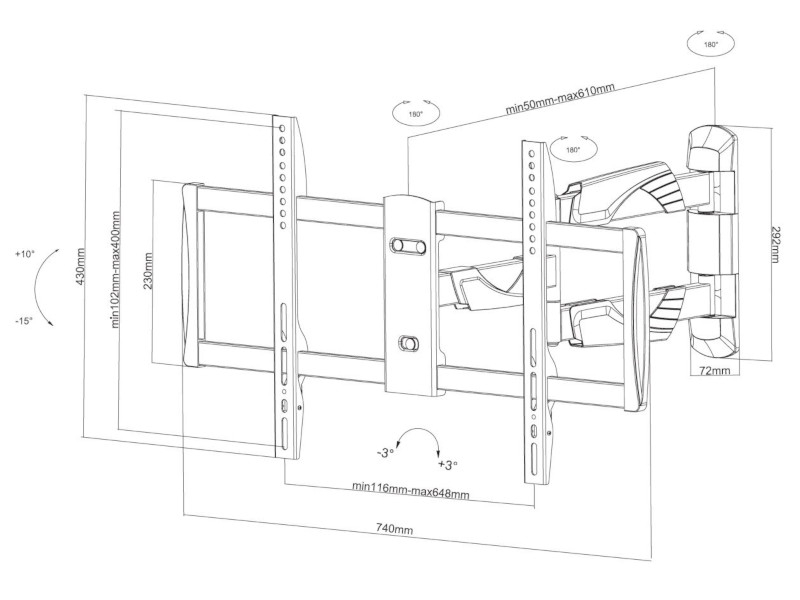 NewStar NM-W460 NeoMounts Fernseher Wandhalter neigbar 32-60Zoll, weiß Maße