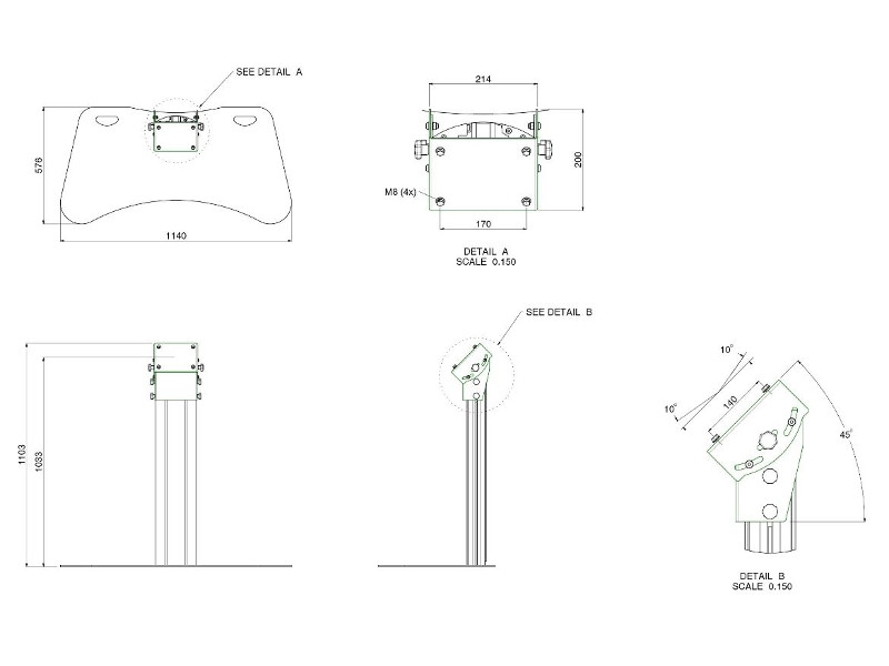 SmartMetals mobiler Monitor Trolley 65 Zoll neigbar 350mm Maße