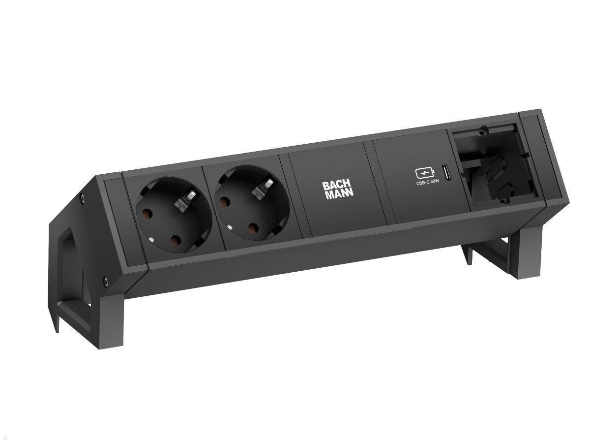 Bachmann DESK 2, 2x Steckdose, USB-C Charger 30W, CM (902.966) schwarz