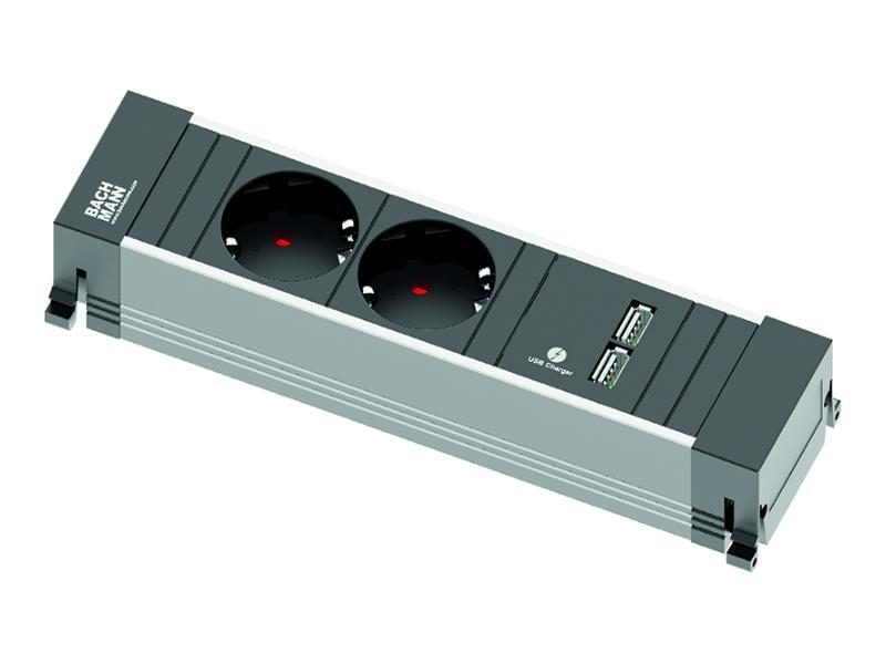 Bachmann Power Frame 3-fach 2x Steckdose 1x USB Charge (916.0040)