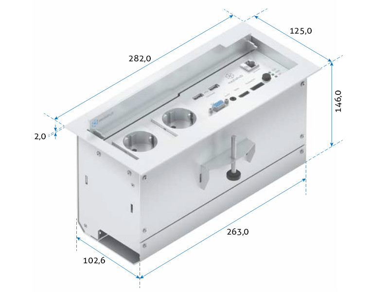 PureLink mediahub mhub-enc100-g-TPR150 On-table Maße