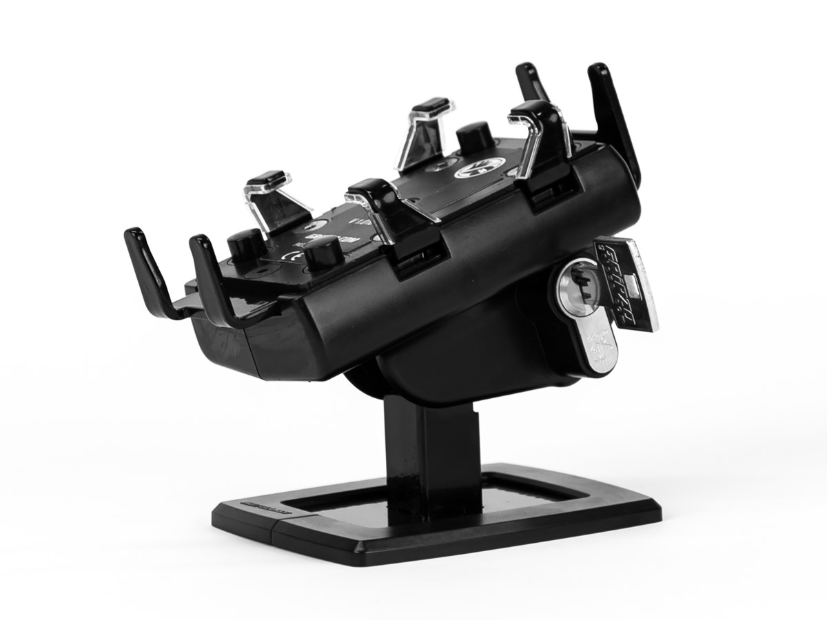 Gripzo Smartphone Tischhalterung für iPhone 4, 5, SE, schwarz abschließbar