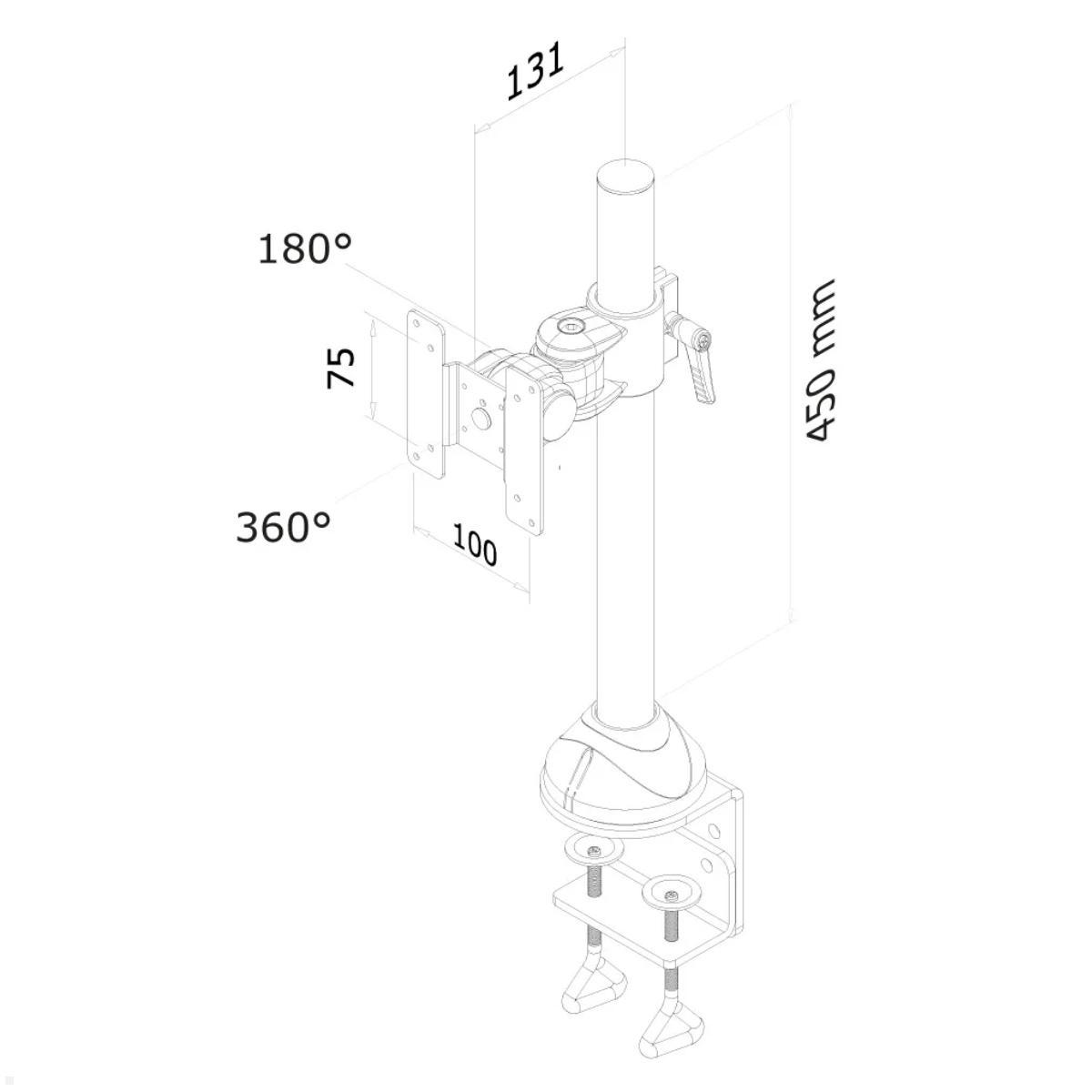 Neomounts FPMA-D965 Monitor Tischhalterung 30 Zoll, Technische Zeichnung