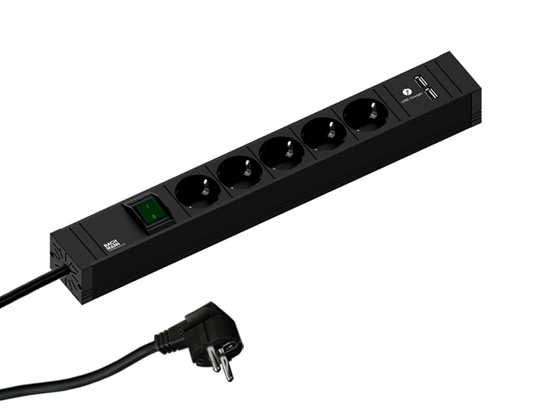 Bachmann CONNECT LINE Schutzkontaktsteckdose 5-fach, 1x Schalter, 1x USB (420.0021)