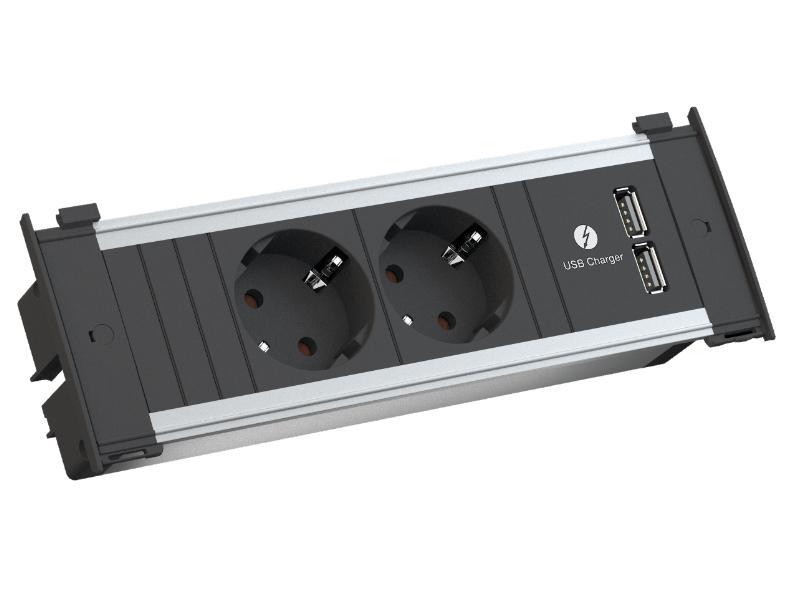 Bachmann KAPSA 2x Steckdose 1x USB Charger mit Stromzuleitung (927.001)