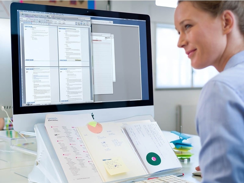 Dataflex Addit ErgoDoc Dokumentenhalter mattes Acryl (49.411) Anwendungsbeispiel