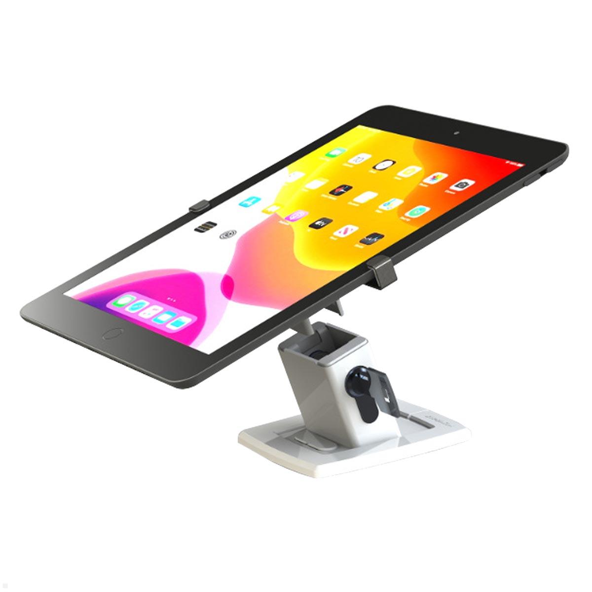 Gripzo V3 Slim Tablet Tischhalterung 10,2 bis 11 Zoll, Diebstahlschutz, weiß