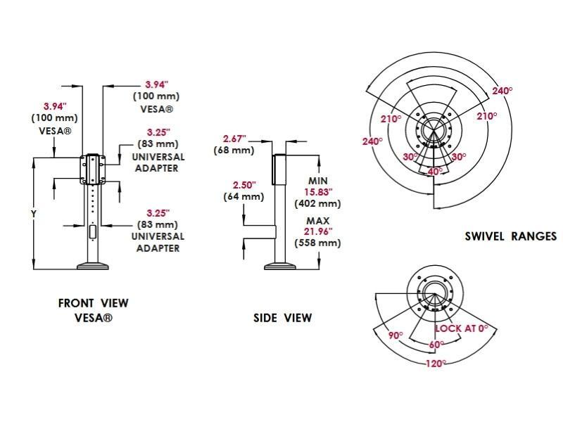 peerless HP450 drehbare Monitor Tischhalterung, schwenkbar