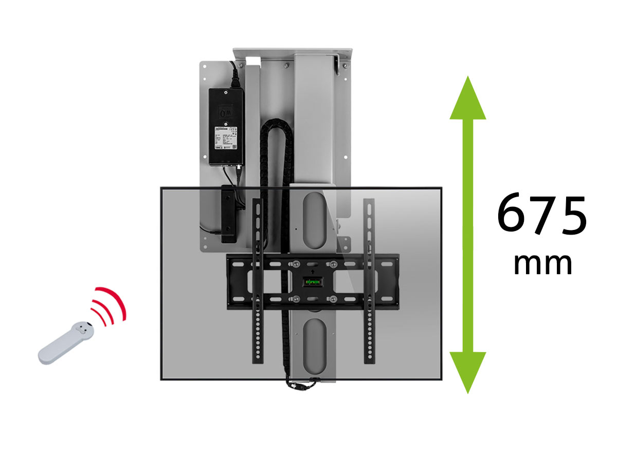 MonLines MLD675S myTVLift Deckenlift elektrisch, 675mm, silber