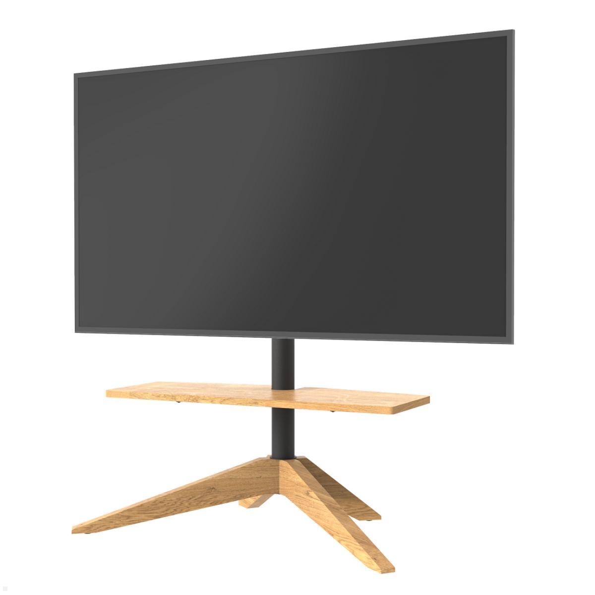 Cavus CROSS TV Ständer mit Ablage 32-65 Zoll, VESA 400x300, Eiche Holz höhenverstellbar