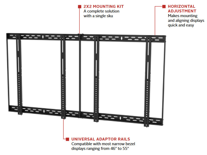 peerless DS-VW655-2X2 flache Videowand Halterung 2X2 Kit Features