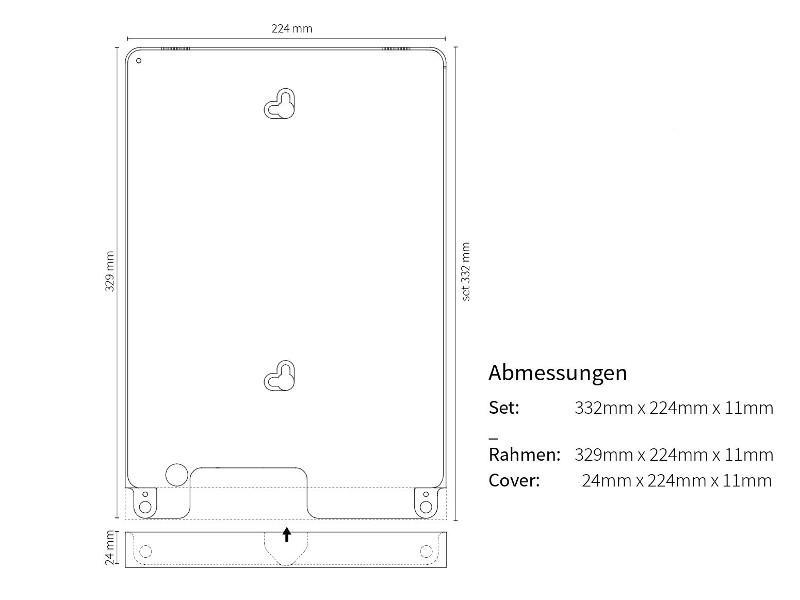 basalte eve iPad Pro Wandhalter Aluminium rund Zeichnung