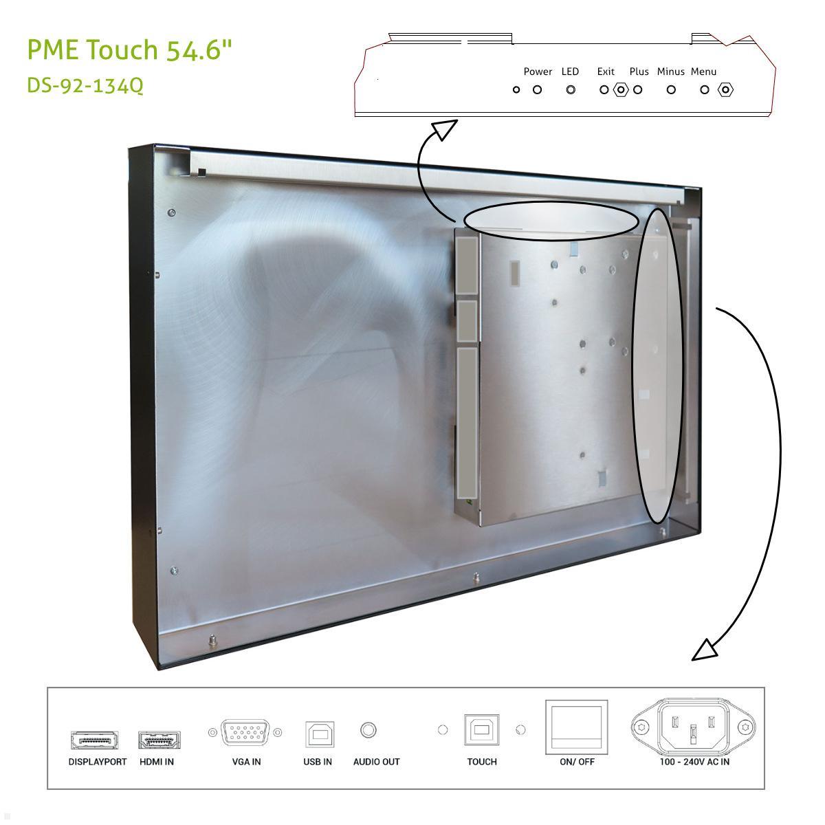 Distec BLO-Line A1 Brandschutz Monitor 54.6 Zoll PME Touch quer (DS-92-134Q) Anschlüsse
