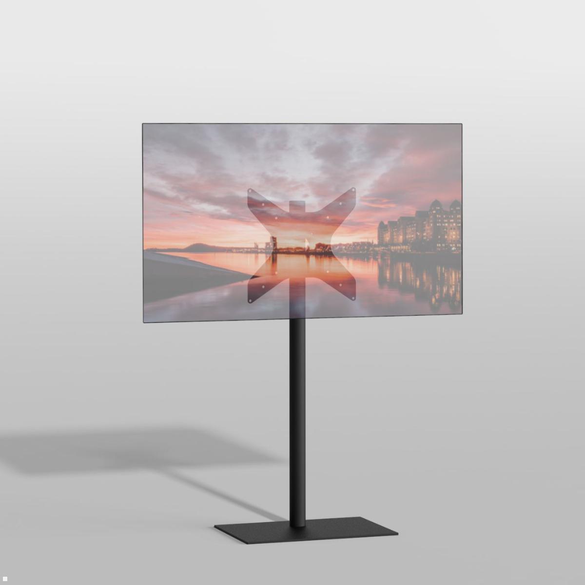Cavus SQUARE120B44 TV Standfuß rechteckig 32 - 65 Zoll, Säule 120 cm, schwarz mit Bildschirm