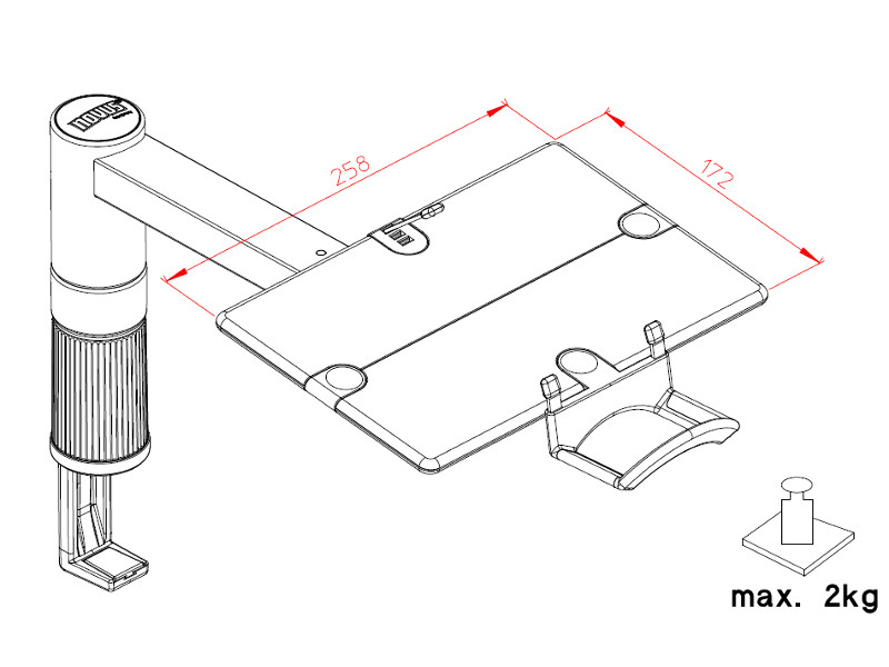 Novus ScopeMaster Telefonhalterung lichtgrau (714+0002+000) Technische Zeichnung