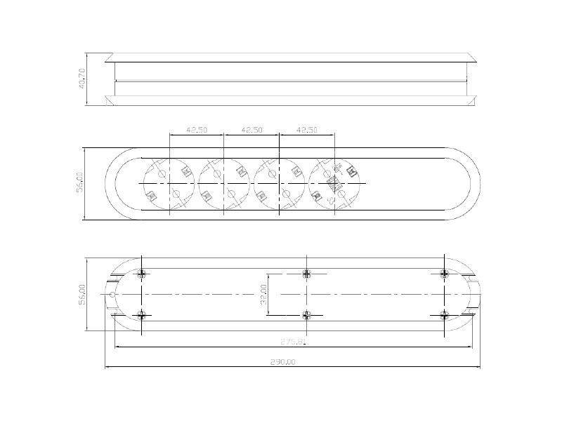 Bachmann SMART 4x Steckdosenleiste ohne Zuleitung 381.223K Maße