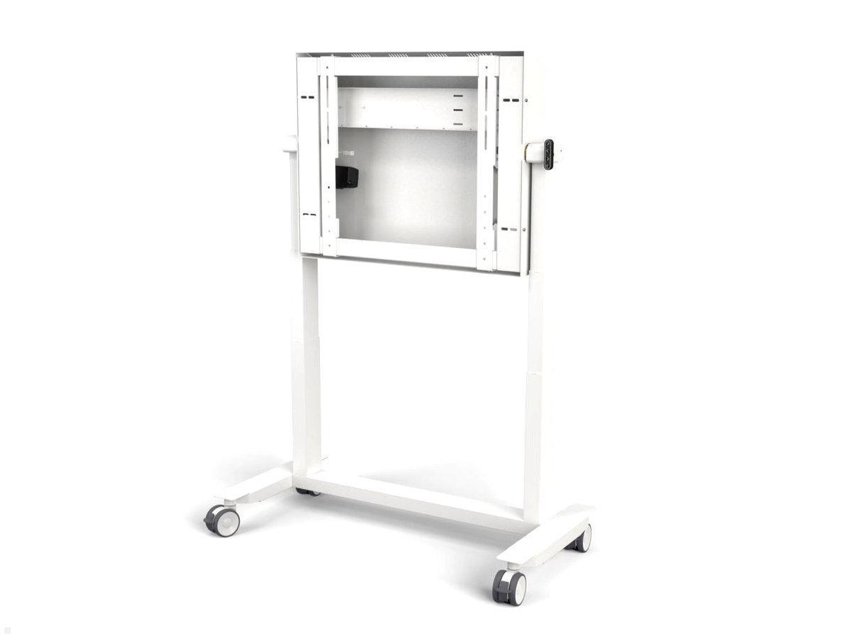 SMS Func VeriTable elektrischer Monitorständer, 90° neigbar, mobil, weiß Frontansicht ohne Bildschirm