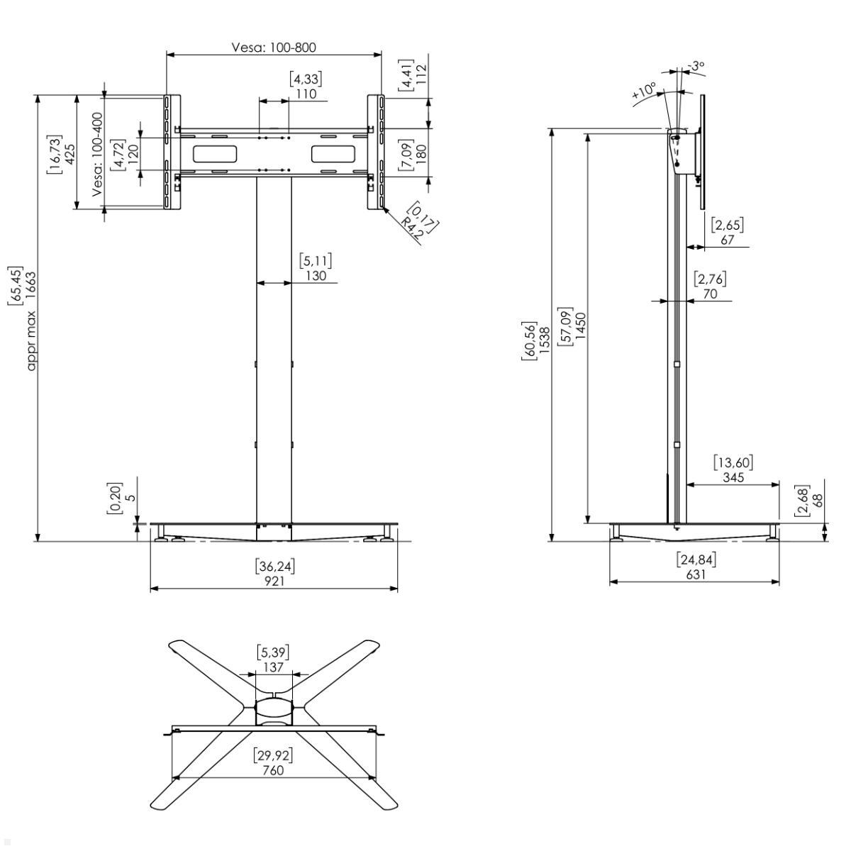 SMS Messekit Monitor Standfuß FH EU T2000, schwarz, ohne Case