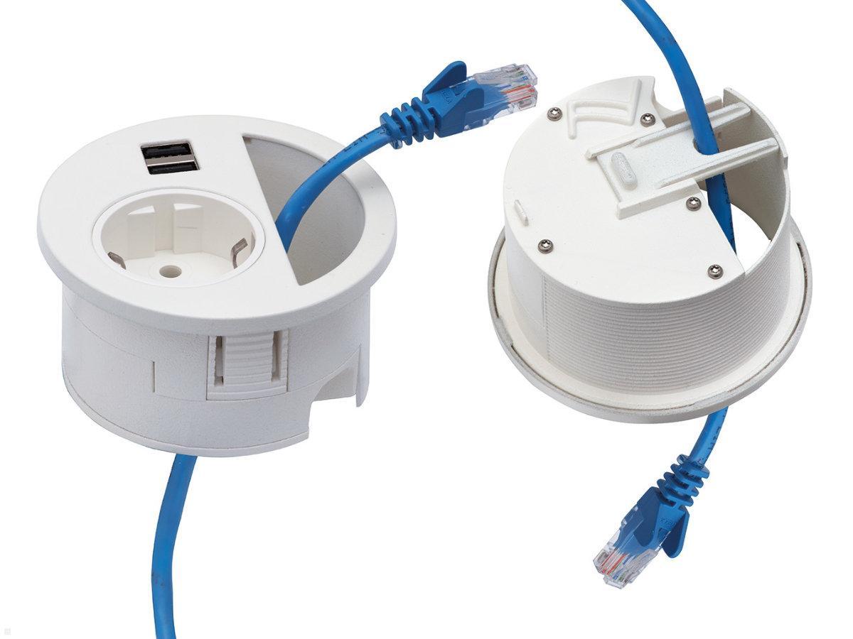 EVOline Circle80 Einbausteckdose mit 2xUSB, Variante weiß, Anwendung