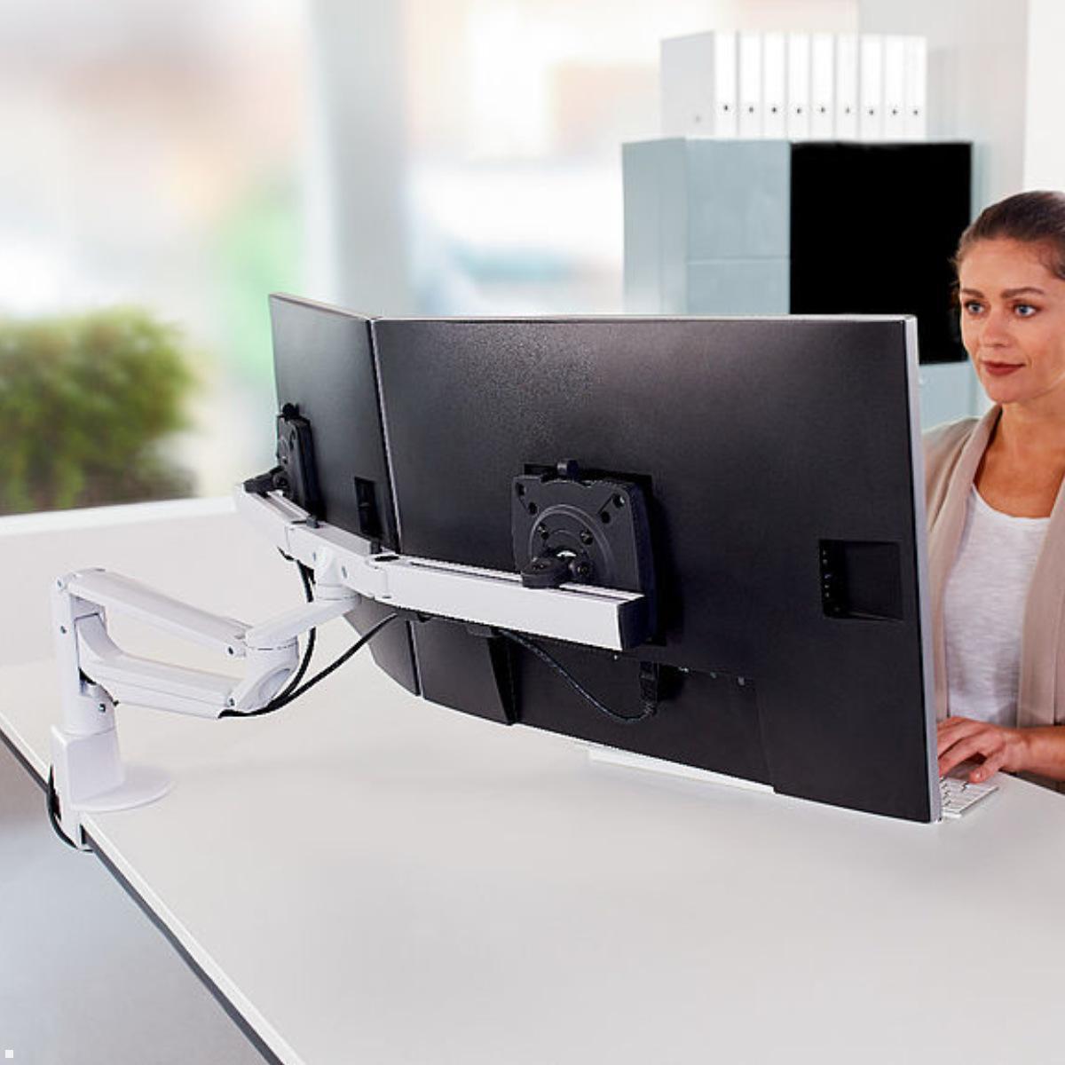 Novus Clu Plus X2 C Monitorhalterung für 2 Monitore bis 27Zoll (992+2011+000), weiß Anwendung Office