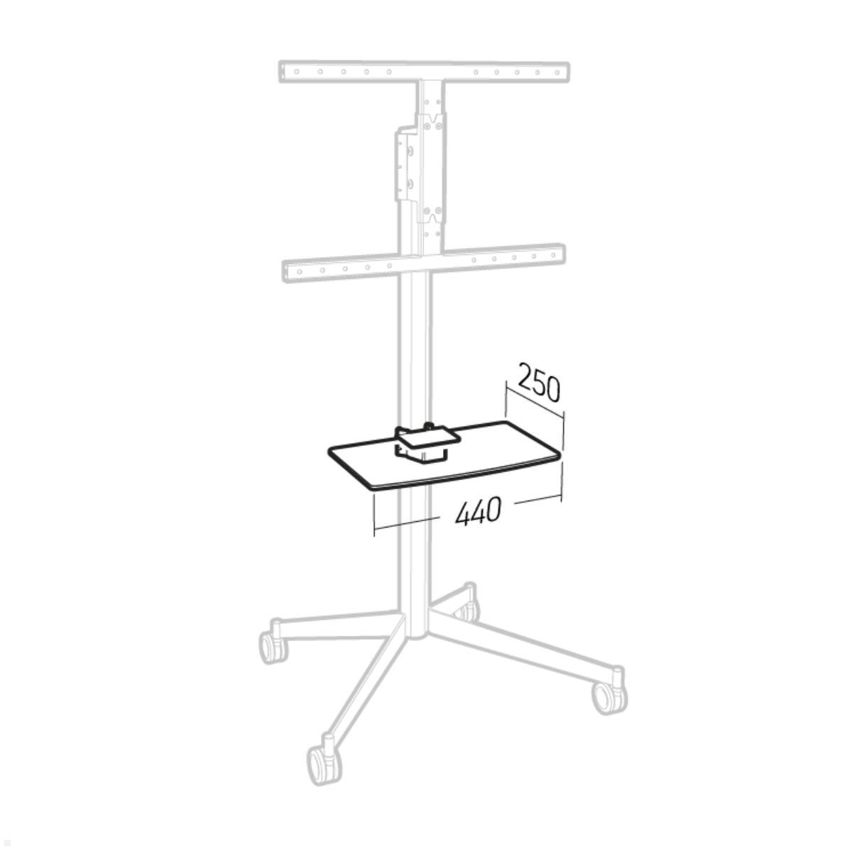 Erard KANA Zubehör AV Glasablage für TV Ständer, höhenverstellbar, Abmessungen
