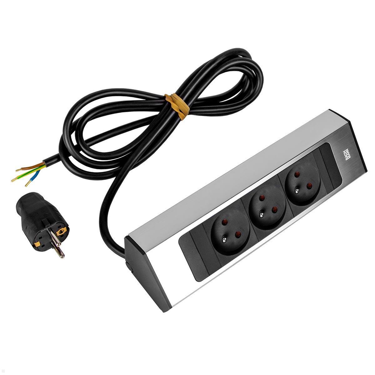 Bachmann CASIA 2 3x FR Steckdose UTE (932.001) Edelstahl-Optik, kurz, Stromzufuhr