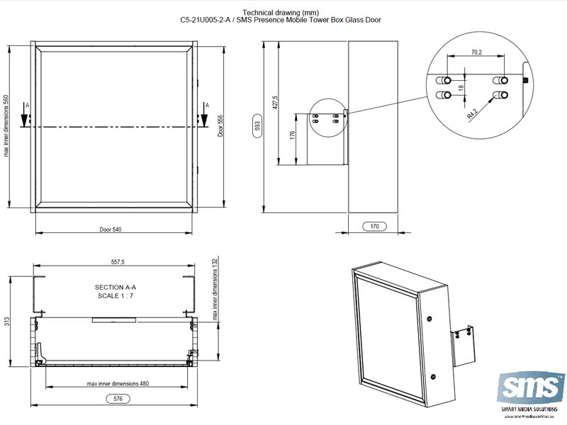 SMS Presence Regal Alu perforiert mit Schlüssel Zeichnung