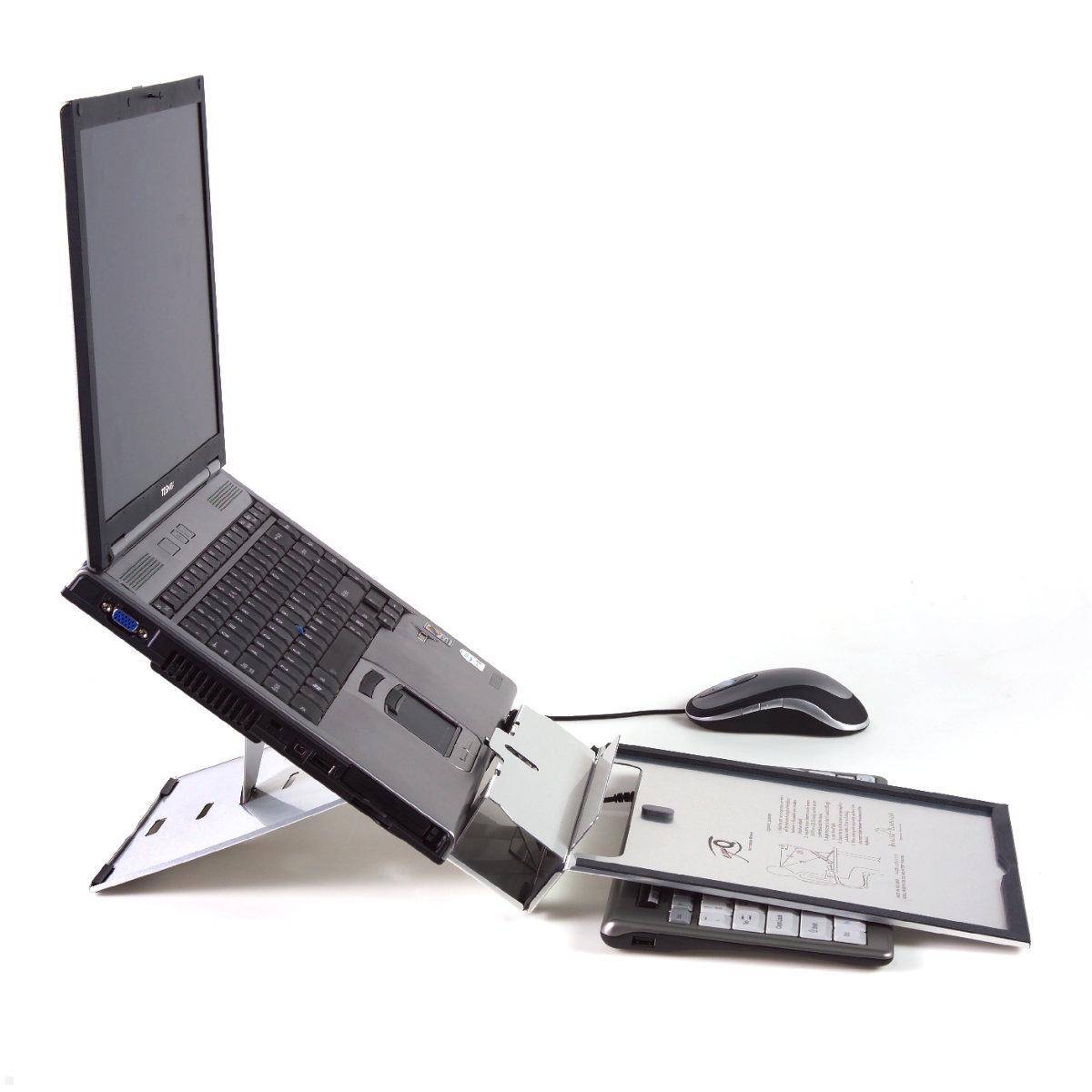 BakkerElkhuizen Laptopständer Ergo-Q 260, höhenverstellbar (BNEQ260), Dokumentenhalter heruntergeklappt