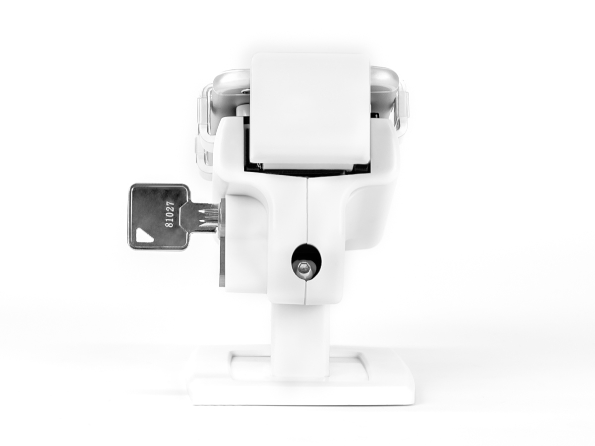 Gripzo Smartphone Tischhalterung für iPhone 4, 5, SE, weiß Rückansicht