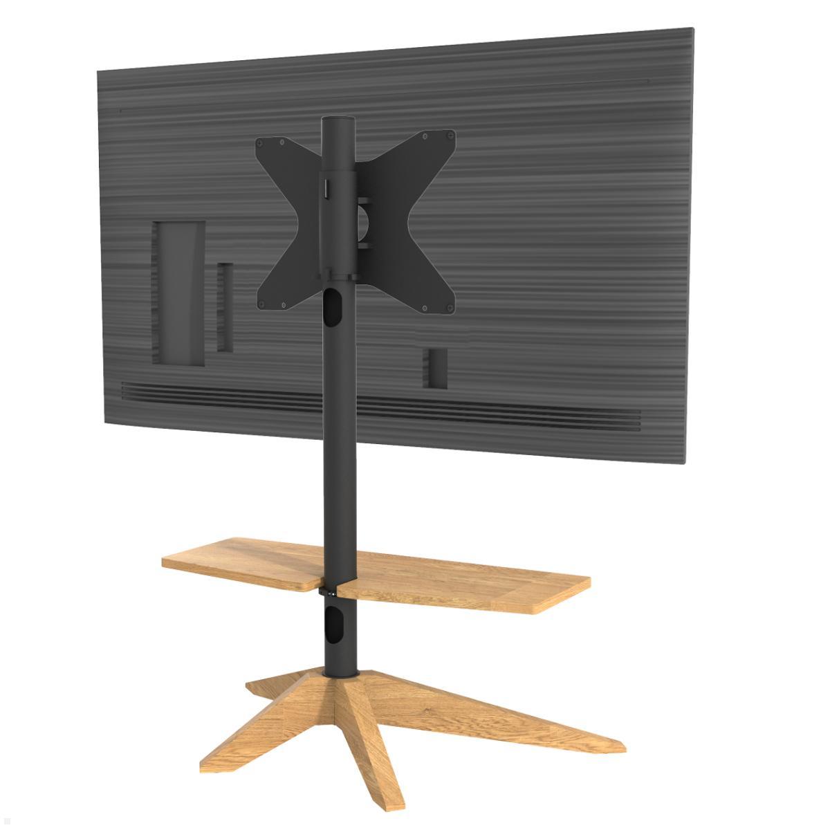 Cavus CROSS TV Ständer mit Ablage 32-65 Zoll, VESA 400x300, Eiche Holz mit Bildschirm 