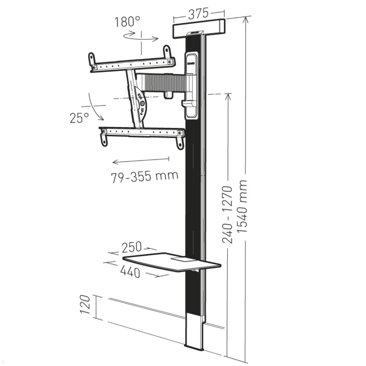 Erard EXOSTAND 600 TV Wandhalterung bis 85 Zoll, Zeichnung