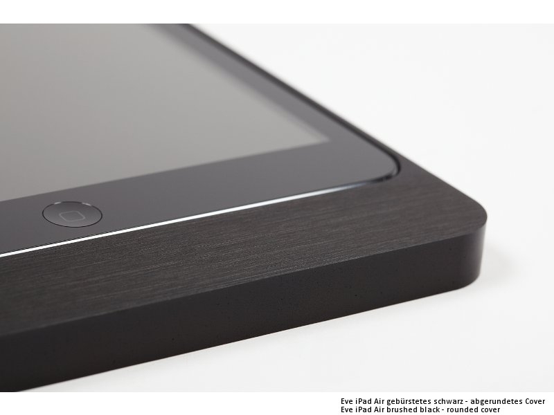 Basalte Eve iPad 9.7 Zoll diebstahlsichere Tablethalter eckig gebürstetes schwarz Eckansicht
