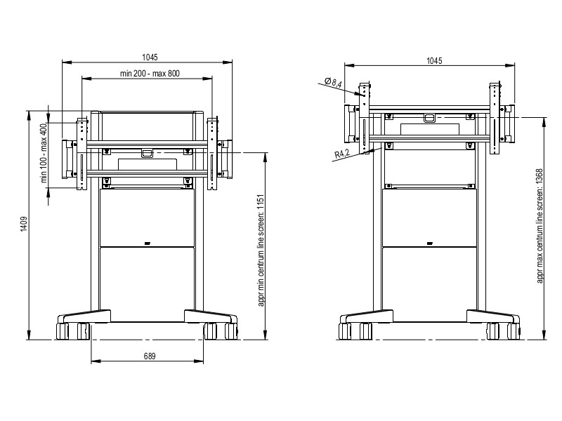 SMS Presence mobiler TV Standfuß höhenverstellbar