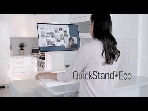 Humanscale QuickStand Eco Steh-Sitz Arbeitsplatz mit 2-fach Monitorhalter, schwarz